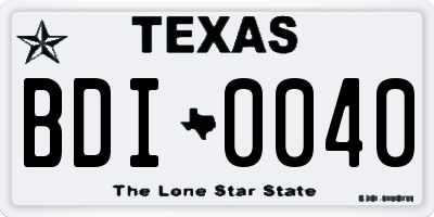 TX license plate BDI0040