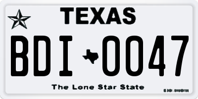TX license plate BDI0047
