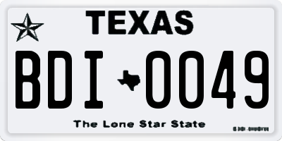 TX license plate BDI0049