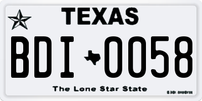 TX license plate BDI0058