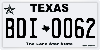 TX license plate BDI0062
