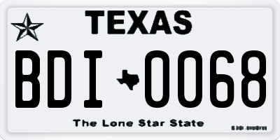 TX license plate BDI0068