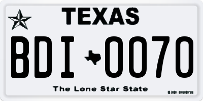 TX license plate BDI0070