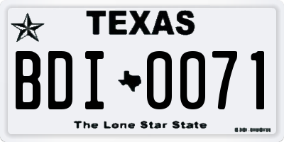 TX license plate BDI0071