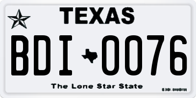 TX license plate BDI0076