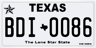 TX license plate BDI0086