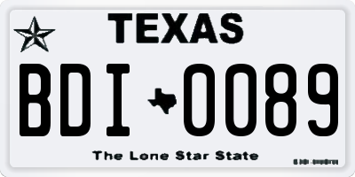 TX license plate BDI0089