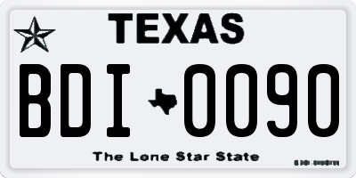 TX license plate BDI0090