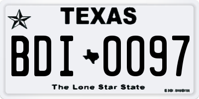 TX license plate BDI0097