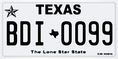 TX license plate BDI0099