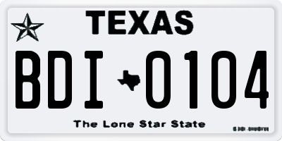 TX license plate BDI0104