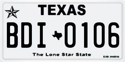 TX license plate BDI0106