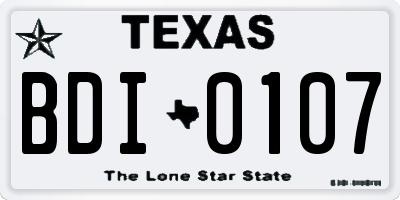 TX license plate BDI0107