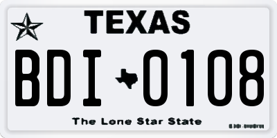 TX license plate BDI0108
