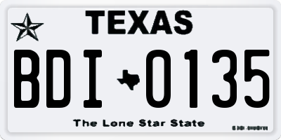 TX license plate BDI0135