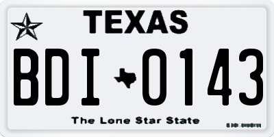 TX license plate BDI0143