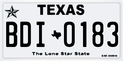 TX license plate BDI0183