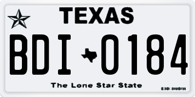 TX license plate BDI0184