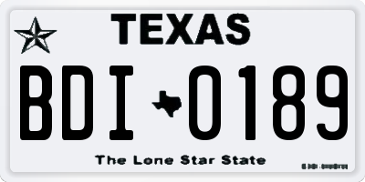 TX license plate BDI0189