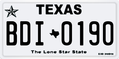TX license plate BDI0190