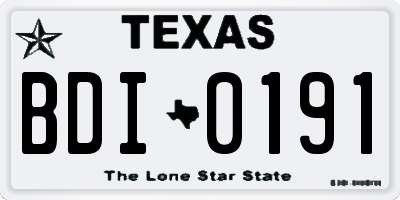 TX license plate BDI0191