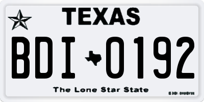 TX license plate BDI0192