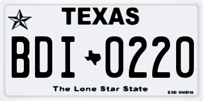 TX license plate BDI0220