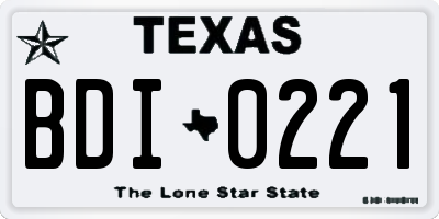 TX license plate BDI0221