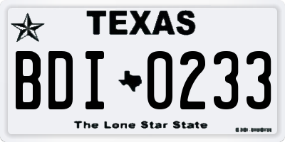 TX license plate BDI0233