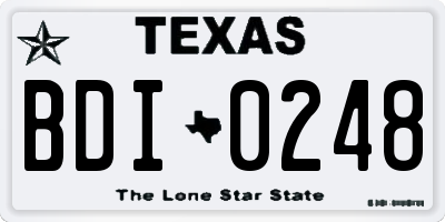 TX license plate BDI0248