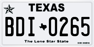 TX license plate BDI0265