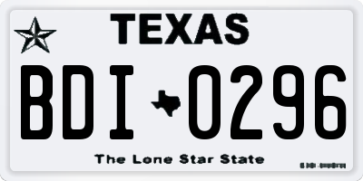 TX license plate BDI0296
