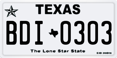 TX license plate BDI0303