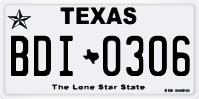 TX license plate BDI0306