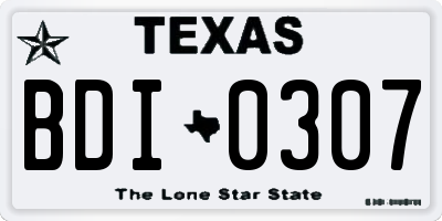 TX license plate BDI0307