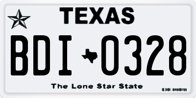 TX license plate BDI0328