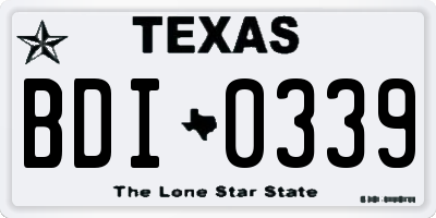 TX license plate BDI0339