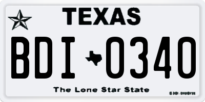 TX license plate BDI0340