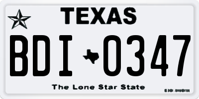 TX license plate BDI0347