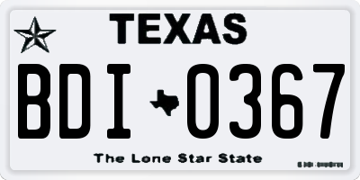 TX license plate BDI0367