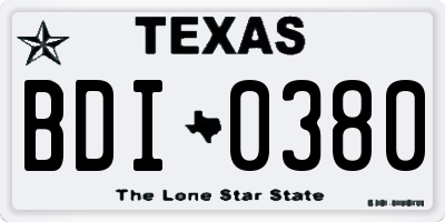 TX license plate BDI0380