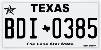 TX license plate BDI0385