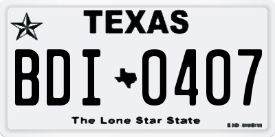TX license plate BDI0407