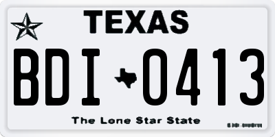 TX license plate BDI0413