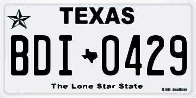 TX license plate BDI0429