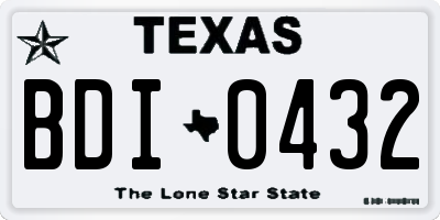 TX license plate BDI0432
