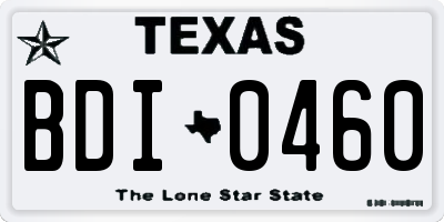 TX license plate BDI0460