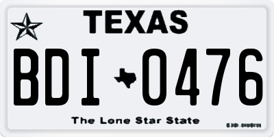 TX license plate BDI0476
