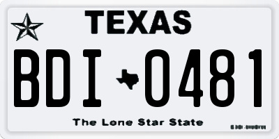 TX license plate BDI0481