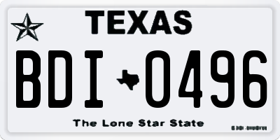 TX license plate BDI0496